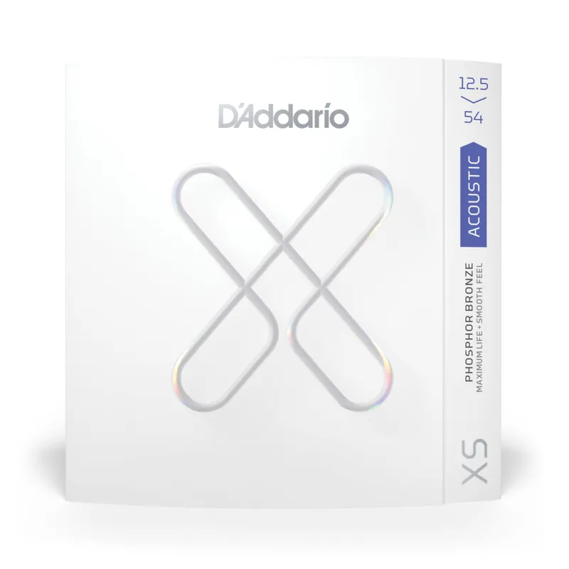 Certified D'Addario XS Phosphor Bronze 12.5-54 Acoustic Guitar Strings, Light Plus