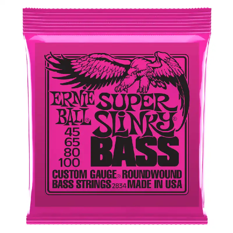 Ernie Ball Super Slinky Nickel Wound 45-100 Bass Guitar Strings, Long Scale Grab Now