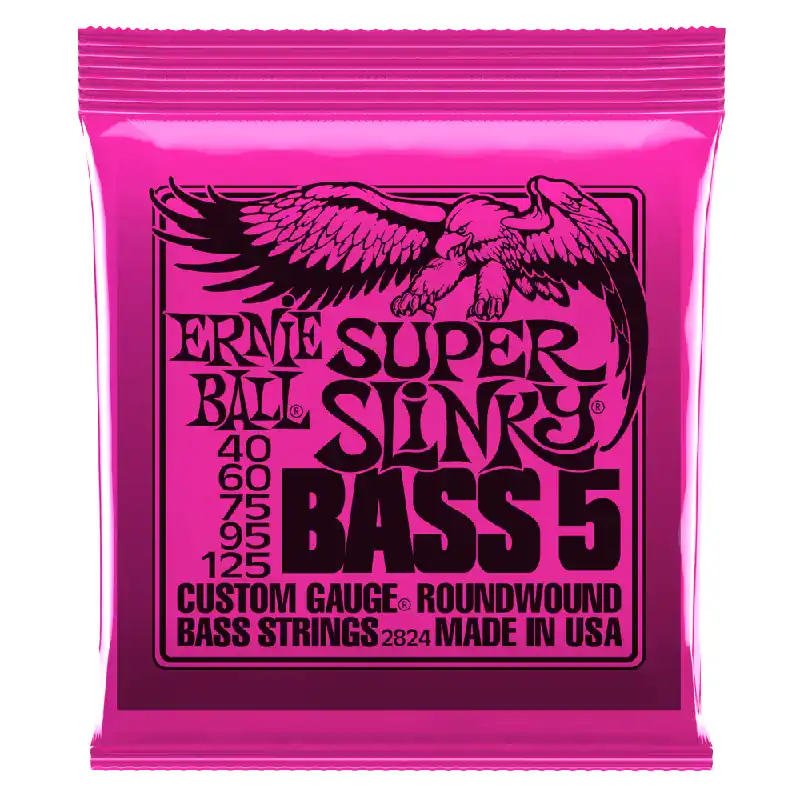 Same Day Shipping Ernie Ball Super Slinky Nickel Wound 40-125 5-String Bass Guitar Strings, Long Scale