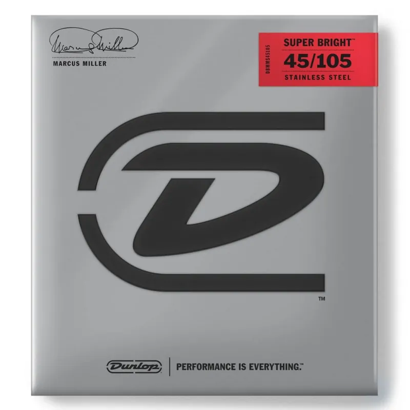 Jim Dunlop Marcus Miller Super Bright Stainless Steel 45-105 Bass Guitar Strings, Long Scale Instant Buy