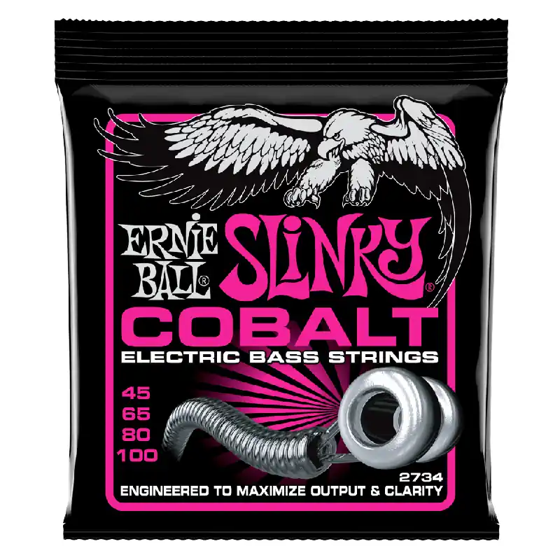 Ernie Ball Cobalt Super Slinky 45-100 Bass Guitar Strings, Long Scale Best Seller