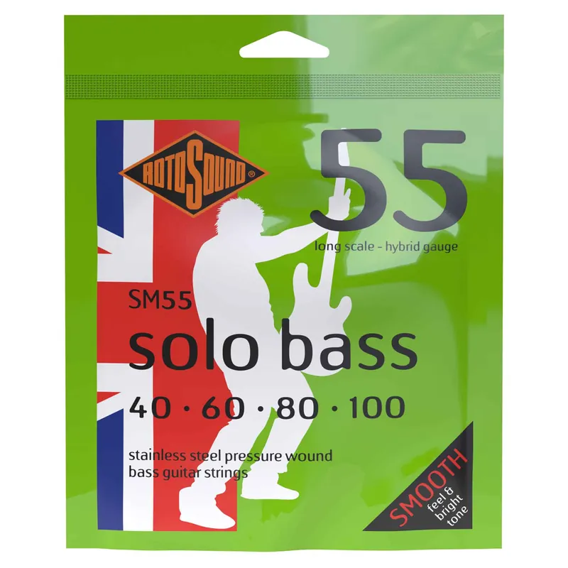 Rotosound Solo Bass Pressure Wound Stainless Steel 40-100 Bass Guitar Strings, Long Scale Fresh Stock