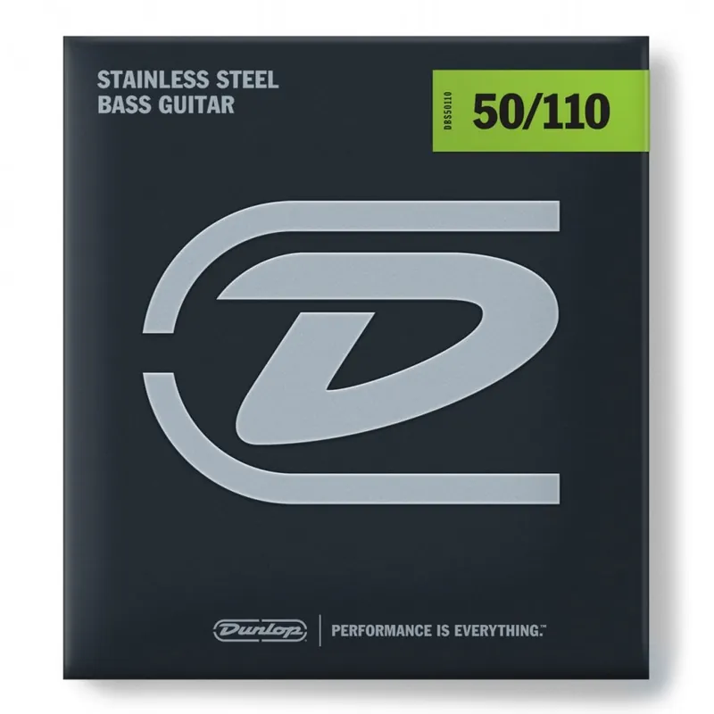 Luxury Jim Dunlop Performance+ Stainless Steel 50-110 Bass Guitar Strings, Long Scale