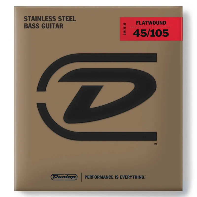 Jim Dunlop Flatwound Stainless Steel 45-105 Bass Guitar Strings, Long Scale One Day Deal