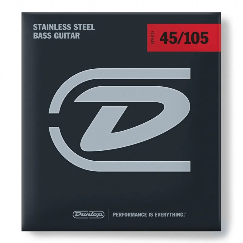 Jim Dunlop Performance+ Stainless Steel 45-105 Bass Guitar Strings, Long Scale While Supplies Last