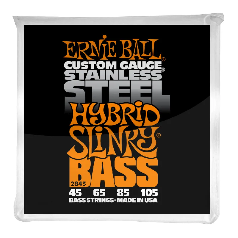 Grab Now Ernie Ball Stainless Steel Hybrid Slinky 45-105 Bass Guitar Strings, Long Scale