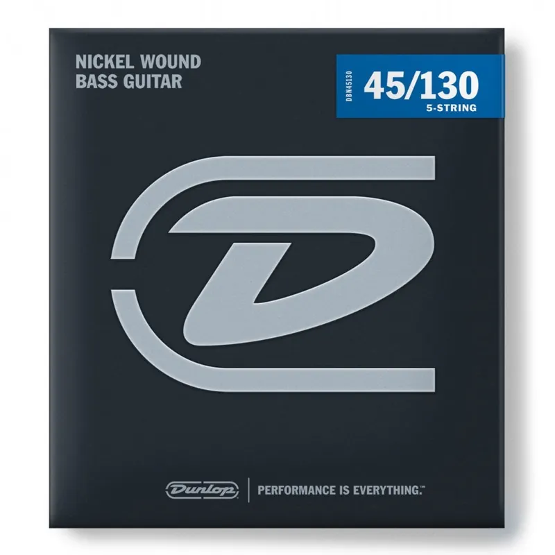 Jim Dunlop Performance+ Nickel Wound 45-130 5-String Bass Guitar Strings, Long Scale Holiday Sale