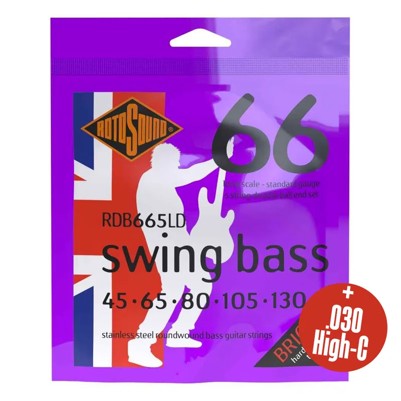 Rotosound RDB665LD+30 Swing Bass Stainless Steel Double-Ball End 30-130 6-String Bass Guitar Strings Mega Sale