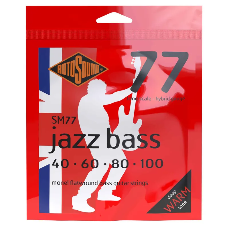 Buy Direct Rotosound Jazz Bass Flatwound Monel 40-100 Bass Guitar Strings, Long Scale [SM77]