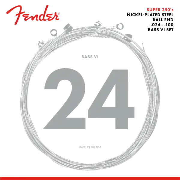 One Day Deal Fender Super 250's Bass VI Nickel 24-100 Bass Guitar Strings