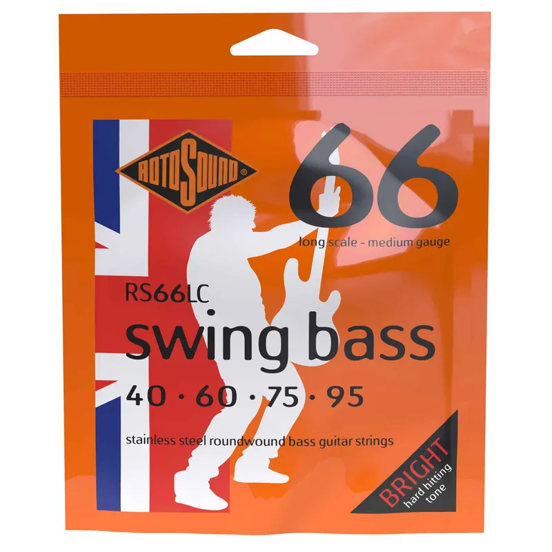 Order Now Rotosound 4-String Swing Bass Stainless Steel Roundwound Bass Guitar Strings 40-95 RS66LC Long Scale