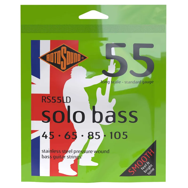 Mega Sale Rotosound Solo Bass Pressure Wound Stainless Steel 45-105 Bass Guitar Strings, Long Scale