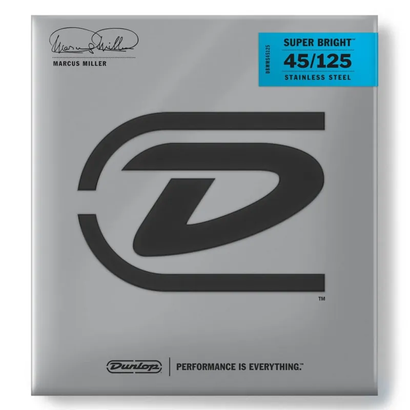 Jim Dunlop Marcus Miller Super Bright Stainless Steel 45-125 5-String Bass Guitar Strings, Long Scale Low Price