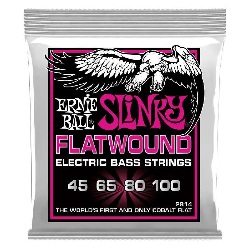 Ernie Ball Cobalt Flatwound Super Slinky 45-100 Bass Guitar Strings, Long Scale Crafted