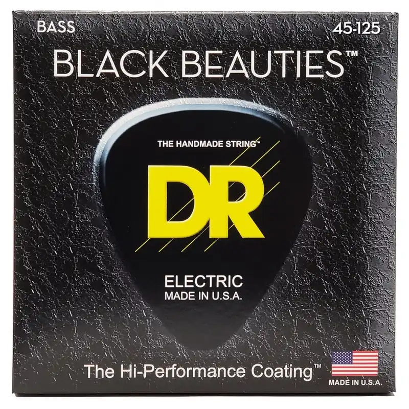 DR Strings BLACK BEAUTIES Stainless Steel 45-125 Bass Guitar Strings, 5-String, Long Scale Exclusive