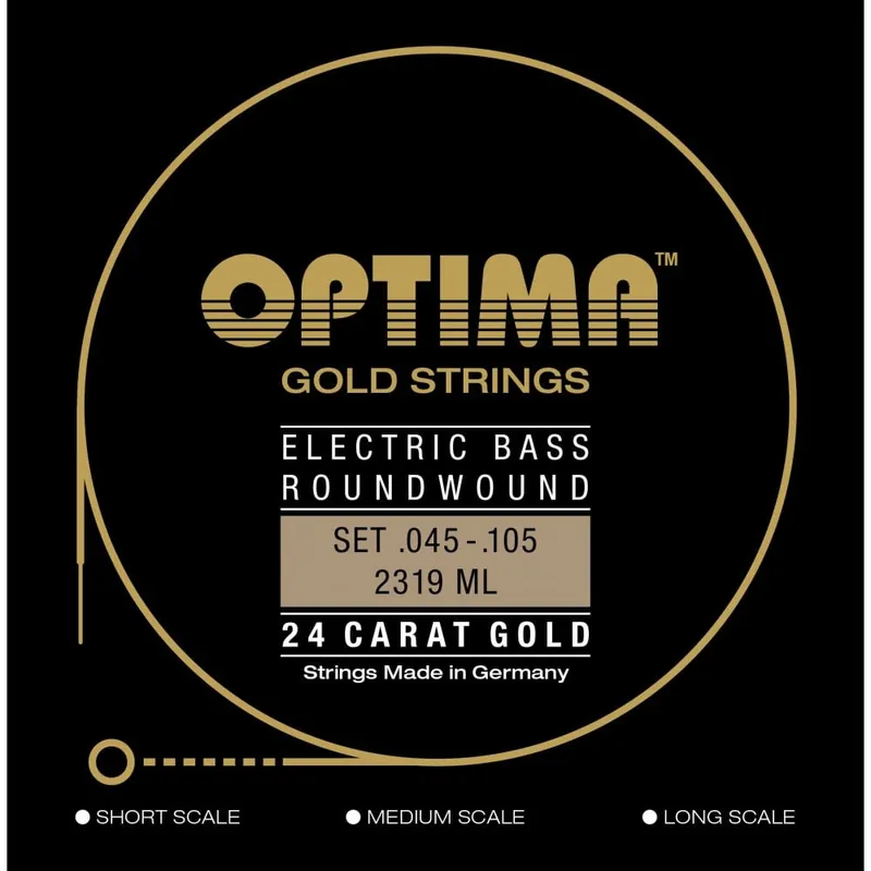 Optima Gold Plated 45-105 Bass Guitar Strings, Long Scale Special Discount