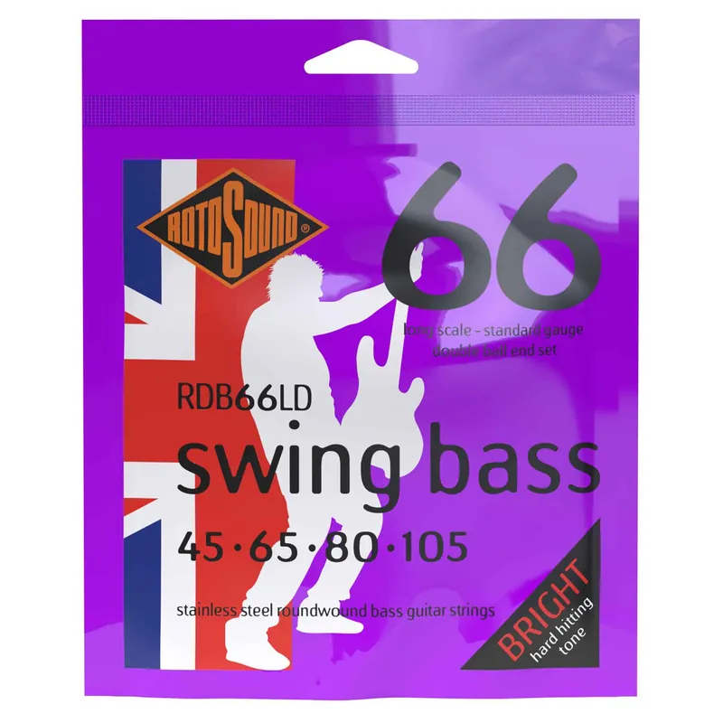Best Choice Rotosound Swing Bass Stainless Steel Double Ball-End 45-105 Bass Guitar Strings, Long Scale [RDB66LD]