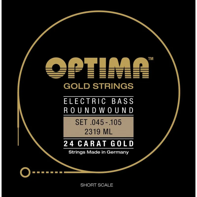 Optima Gold Plated 45-105 Bass Guitar Strings, Short Scale Viral