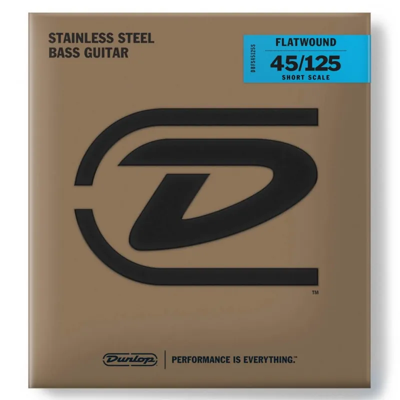Jim Dunlop Flatwound Stainless Steel 45-125 5-String Bass Guitar Strings, Short Scale New Release