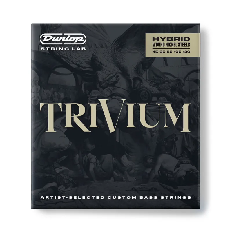 Viral Jim Dunlop TRIVIUM Hybrid Nickel Wound 45-130 5-String Bass Guitar Strings, Long Scale