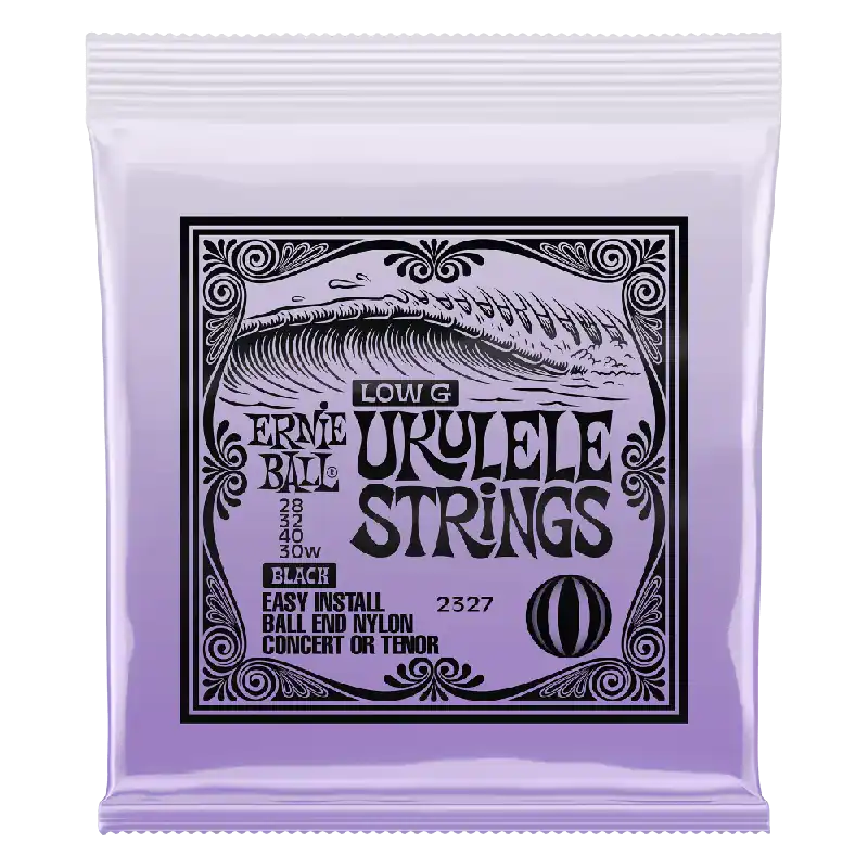 Markdown Ernie Ball Concert/Tenor (Low-G) Ukulele Strings, Black Nylon, Ball End