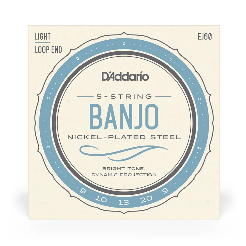 Trending D'Addario EJ60 5-String Banjo, Nickel Wound, Loop End, 9-20 Light
