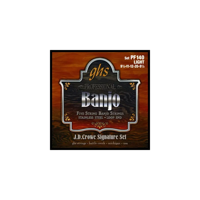 Modern GHS Mandolin Banjo PF140 Stainless Steel Loop End 5-String J.D. Crowe Signature 9.5-20
