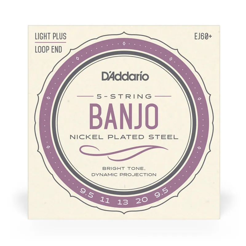 D'Addario EJ60+ 5-String Banjo, Nickel Wound, Loop End, 9.5-20 Light Plus Today Only
