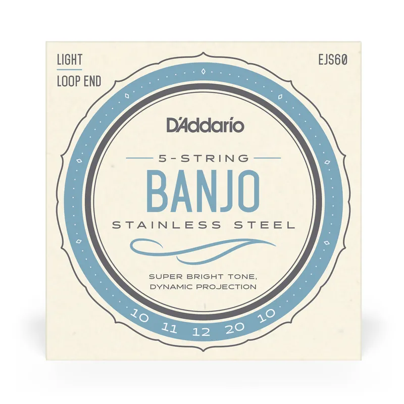 Buy Direct D'Addario EJS60 5-String Banjo, Stainless Steel Wound, Loop End, 10-20 Light