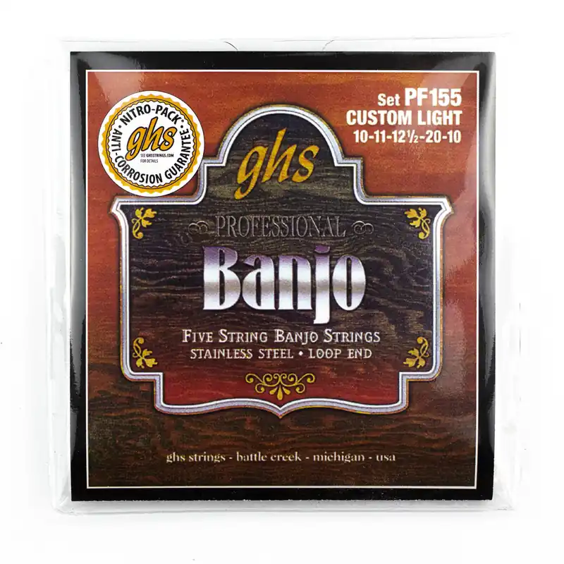 GHS Banjo PF-155 Stainless Steel Loop End 5-String 10-20 Latest