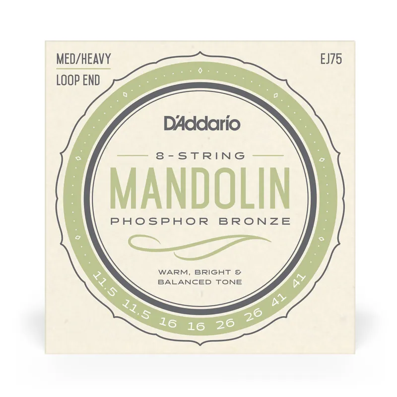 D'Addario EJ75 Mandolin Strings, Phosphor Bronze Wound, Loop End, 11.5-41 Medium-Heavy Price Drop