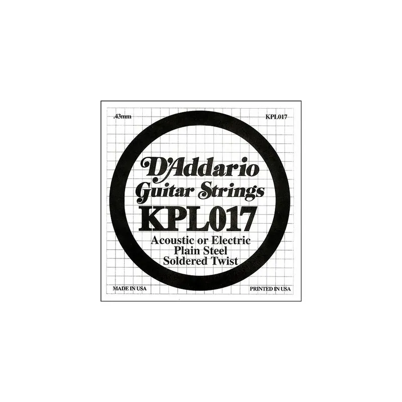 Don’t Miss Out D'Addario KPL017 Soldered Twist Plain Steel Single String .017