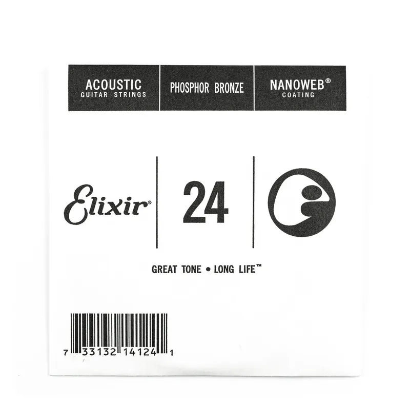 Elixir Nanoweb Phosphor Bronze 24 (.024") Acoustic Guitar Single String Trusted Brand