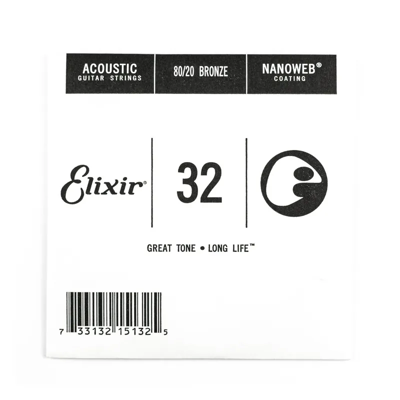 Authentic Elixir Nanoweb 80/20 Bronze 32 (.032") Acoustic Guitar Single String