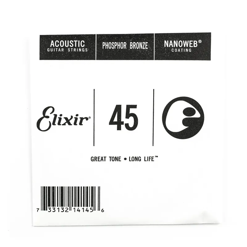 Elixir Nanoweb Phosphor Bronze 45 (.045") Acoustic Guitar Single String In Demand