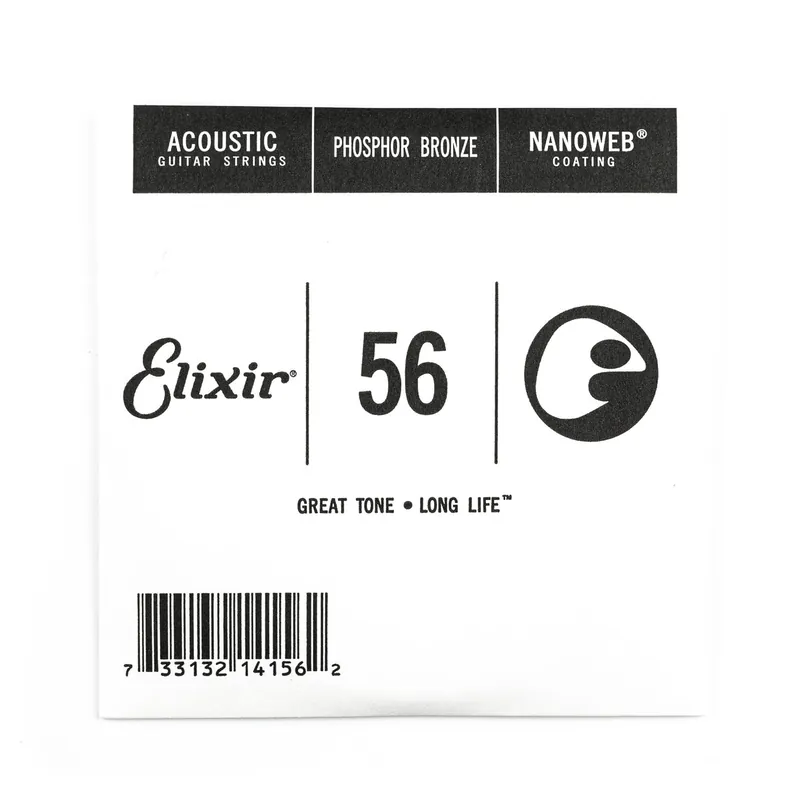 Fast Shipping Elixir Nanoweb Phosphor Bronze 56 (.056") Acoustic Guitar Single String