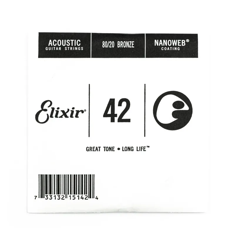 Bulk Order Elixir Nanoweb 80/20 Bronze 42 (.042") Acoustic Guitar Single String