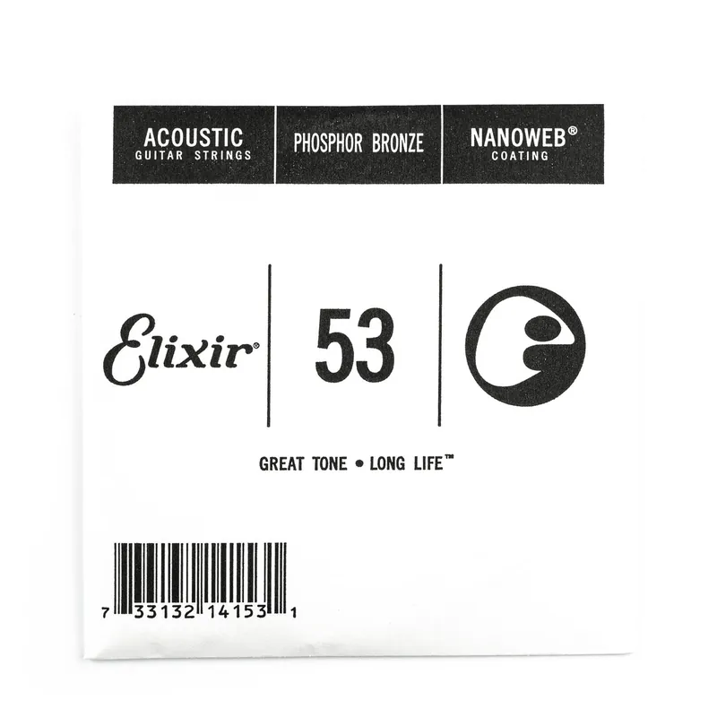 Direct From Manufacturer Elixir Nanoweb Phosphor Bronze 53 (.053") Acoustic Guitar Single String