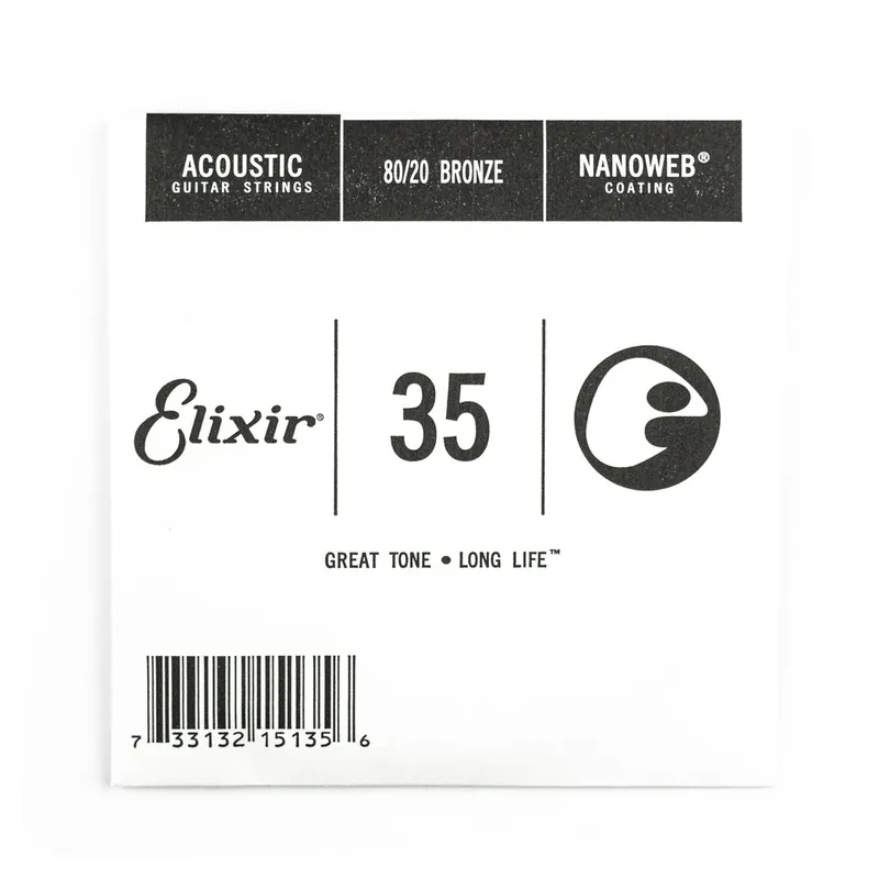 Elixir Nanoweb 80/20 Bronze 35 (.035") Acoustic Guitar Single String New Release
