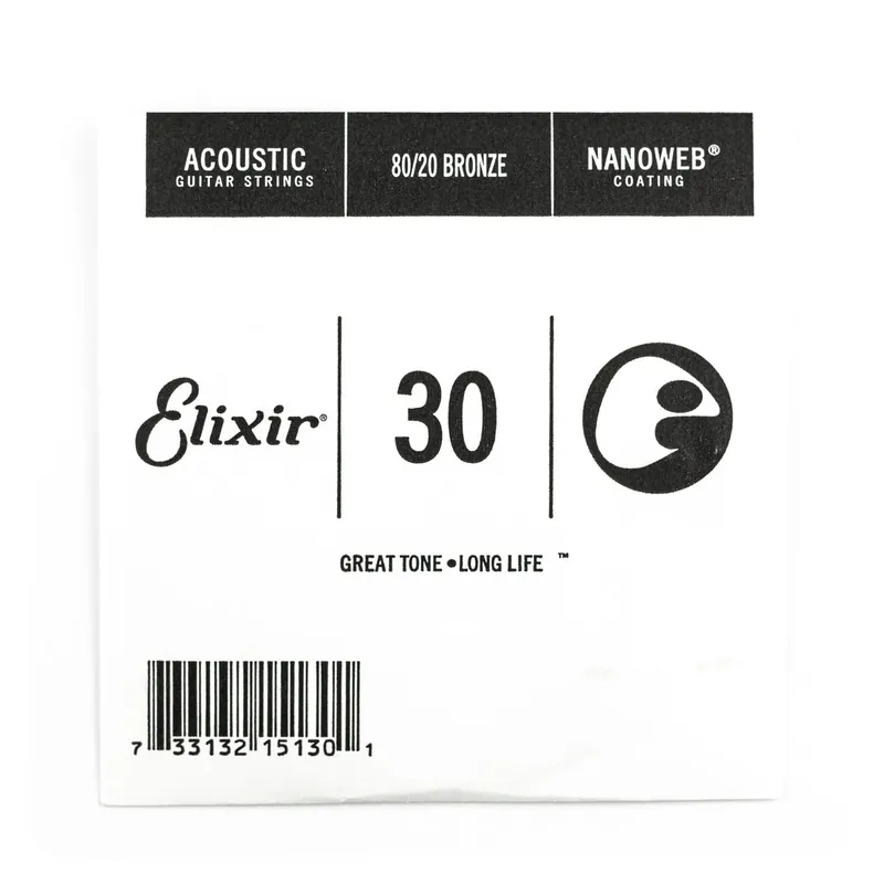 Trending Elixir Nanoweb 80/20 Bronze 30 (.030") Acoustic Guitar Single String