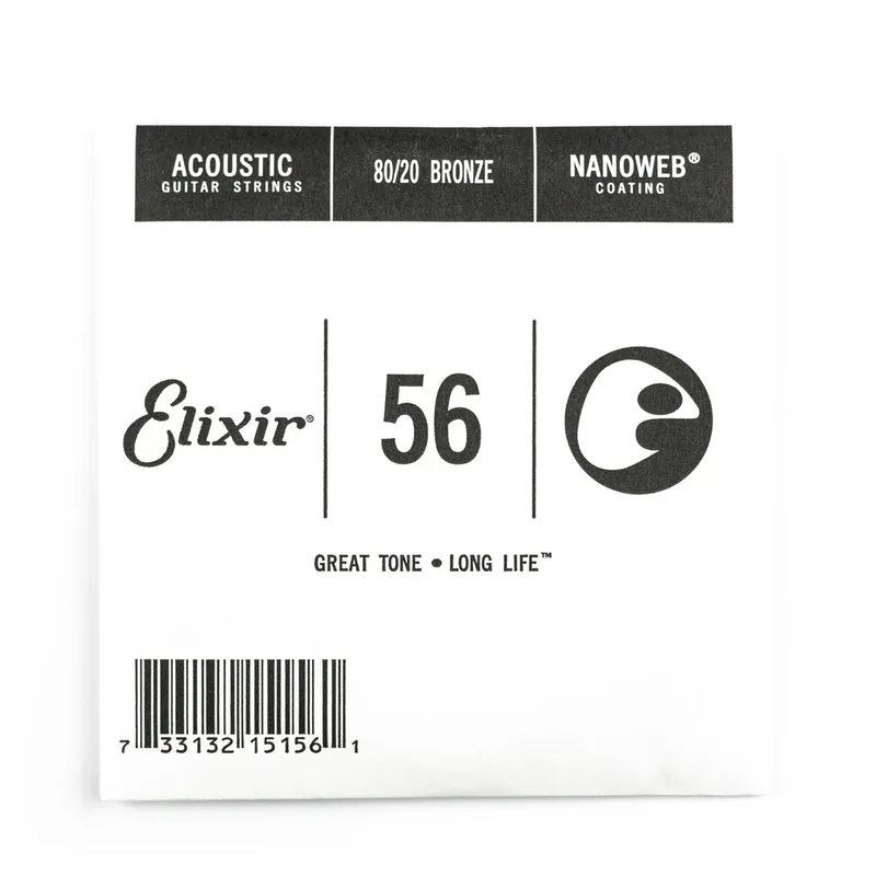Elixir Nanoweb 80/20 Bronze 56 (.056") Acoustic Guitar Single String Time-Limited