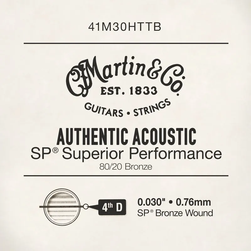 Price Cut Martin .030 Authentic Acoustic 80/20 Bronze Single String
