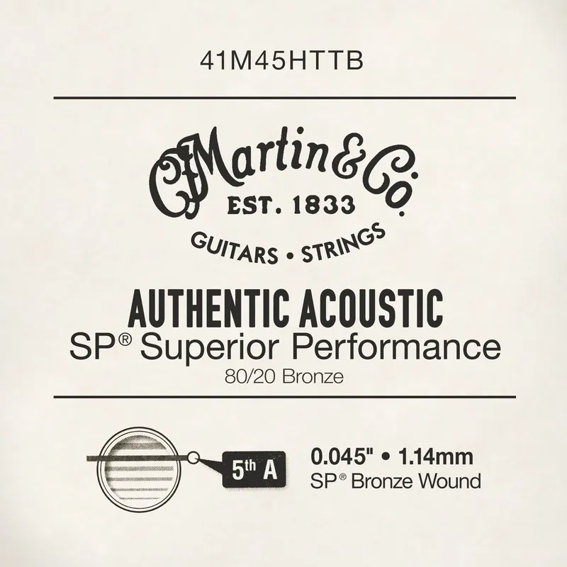 Martin .045 Authentic Acoustic 80/20 Bronze Single String Money Back Guarantee