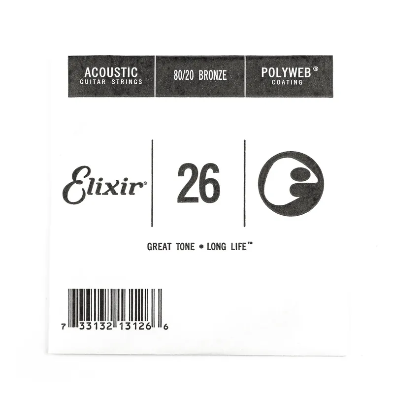 In Demand Elixir Polyweb 80/20 Bronze 26 (.026") Acoustic Guitar Single String