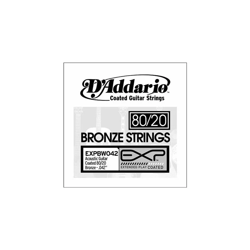 Free Shipping D'Addario EXPBW042 80/20 Bronze EXP Coated Acoustic Guitar Single String .042