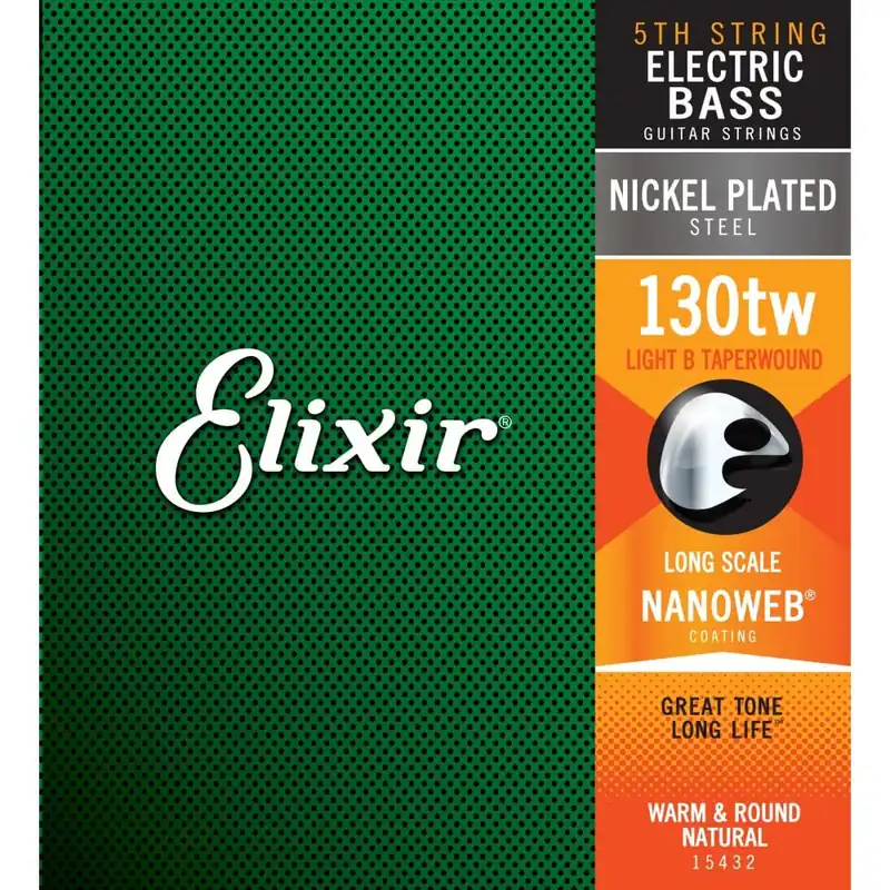 Trusted Brand Elixir Nanoweb Nickel Wound 130 (.130") Bass Single String, Long Scale, Tapered
