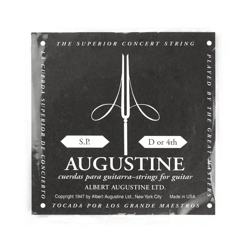 Augustine Classic/Black Silver-Wound D-4th (.0285) Classic Guitar Single String, Low Tension Clearance