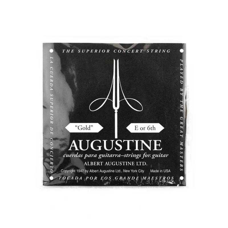 Augustine Classic/Gold Brass-Wound E-6th ( .0445") Classical Guitar Single String, Low Tension Professional Grade