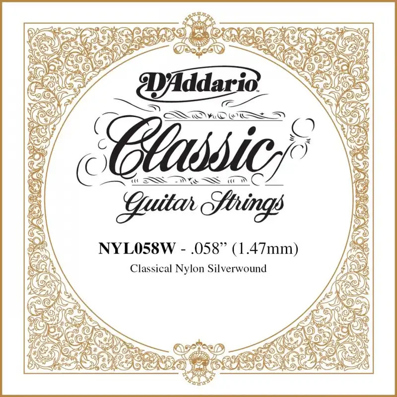 D'Addario NYL058W Pro-Arté Silverplated Wound on Nylon Single String .058 Top Pick