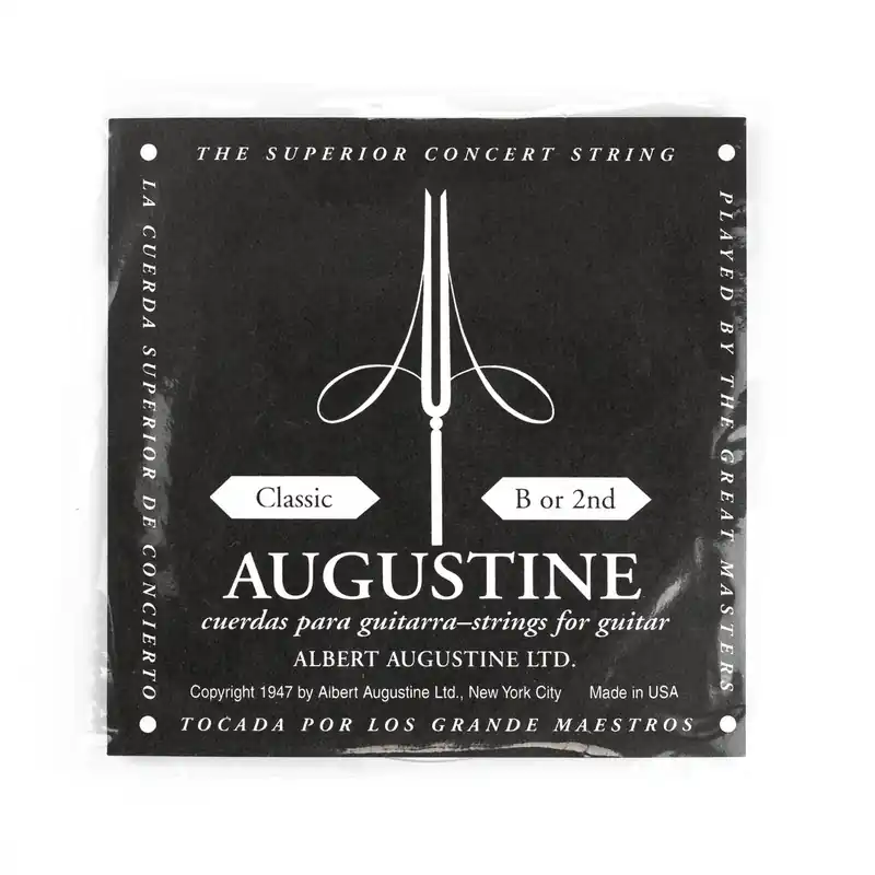 Augustine Classic/Black Clear Nylon B-2nd (.032") Classical Guitar Single String, Normal Tension Budget
